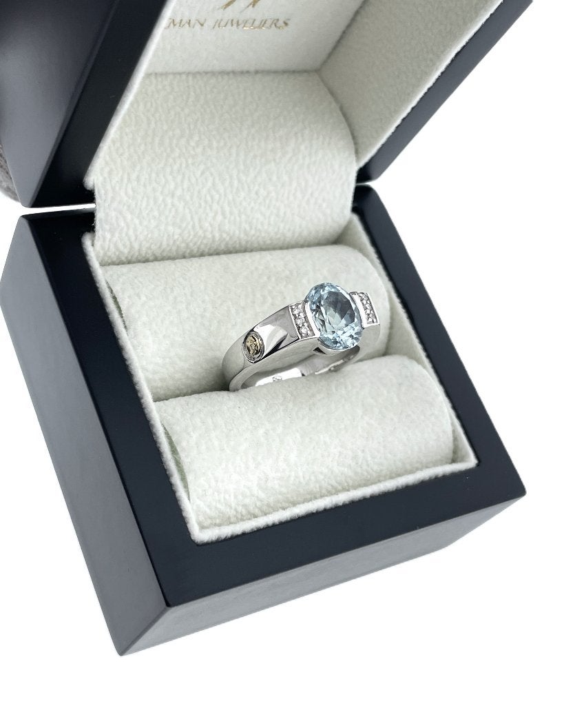 Al Coro 18 Karaat Witgouden Ring 2.2 Ct Ovaal Sky, Ophalen, TIEMAN JUWELIERS, -, Zo goed als nieuw