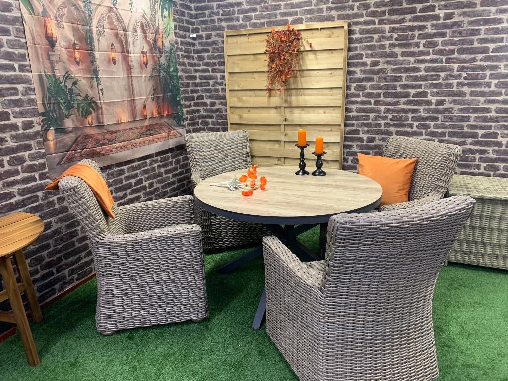Tuinset Madrid Wicker, Ophalen, 4 zitplaatsen, Nieuw, Wicker
