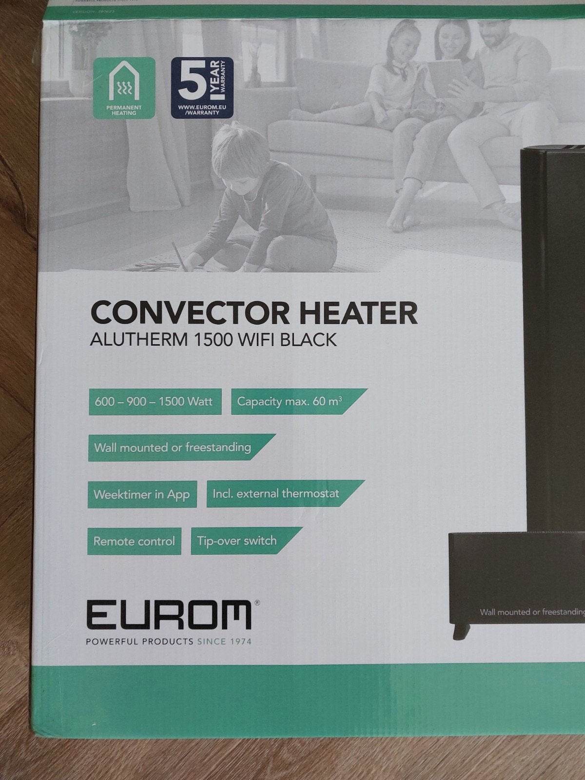 Eurom Convector Heater Alutherm 1500 WiFi Zwart, 30 tot 80 cm, Kachel, Ophalen of Verzenden, Zo goed als nieuw