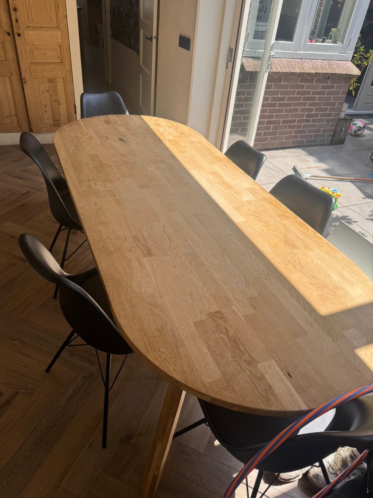 Eettafel ovaal woood, Ophalen, Gebruikt, 100 tot 150 cm, 200 cm of meer