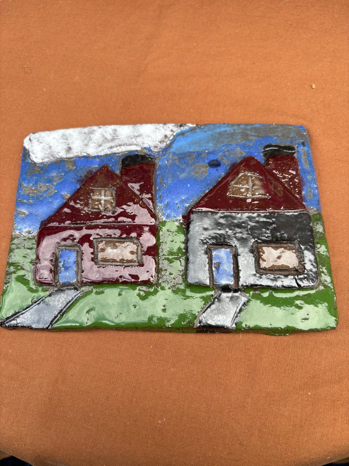 Uniek handgemaakt keramisch huisje kunstwerk, Ophalen of Verzenden