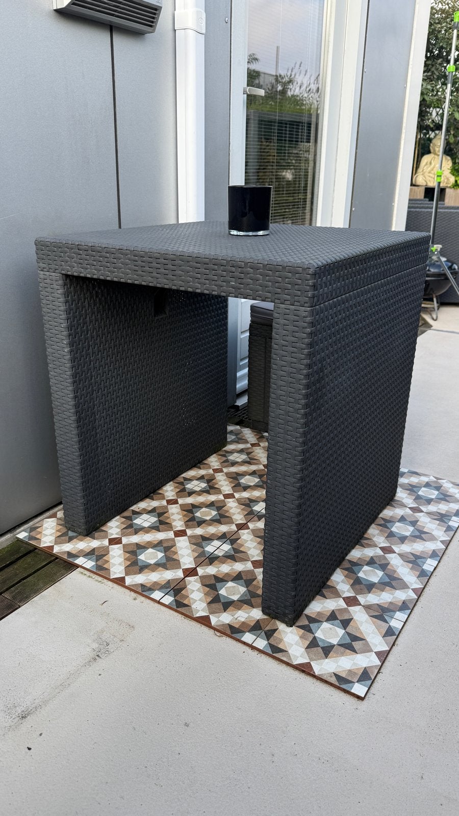 Allibert Balkontafel Tuintafel Kunststof Antraciet 64x64cm, Ophalen, Gebruikt, Vierkant, Kunststof