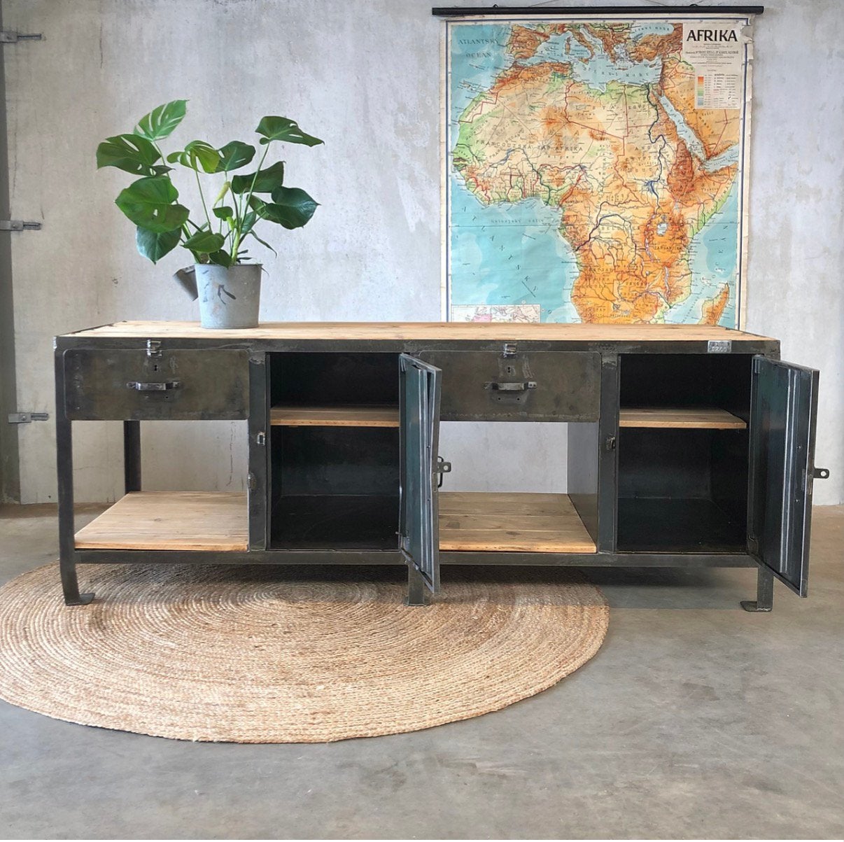 Oude werkbank, industriele kast, dressoir, toonbank, keuken, Ophalen