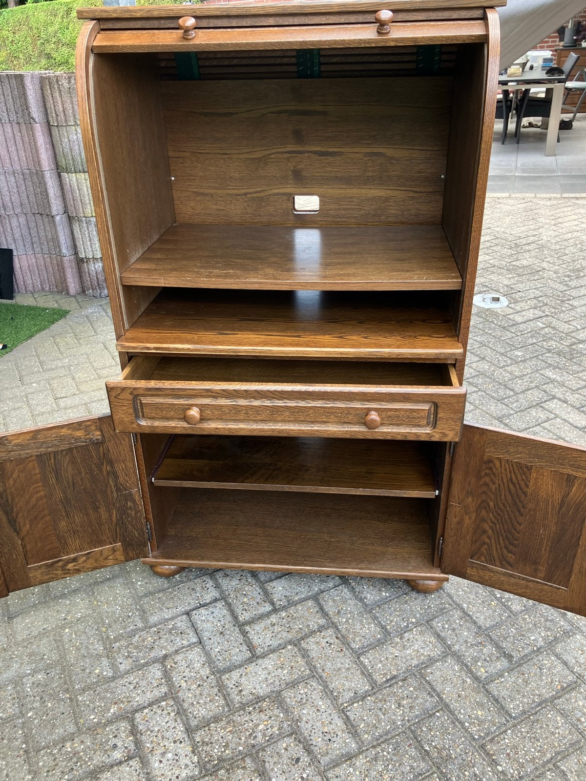 Gebruikt eiken rolluikkast / bureau, Ophalen of Verzenden