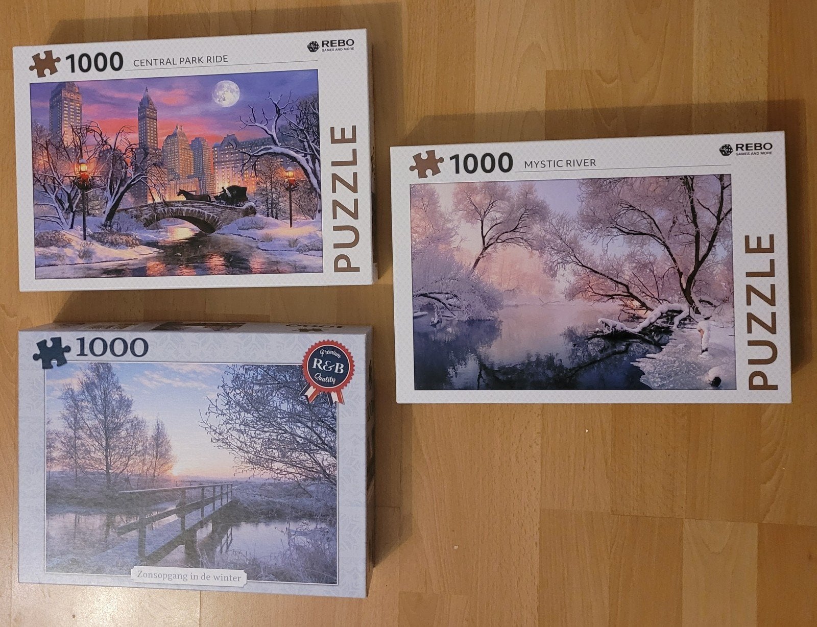 3x Rebo Legpuzzels - 1000 stukjes - Totaalprijs, Ophalen of Verzenden, 500 t/m 1500 stukjes, Zo goed als nieuw, Legpuzzel