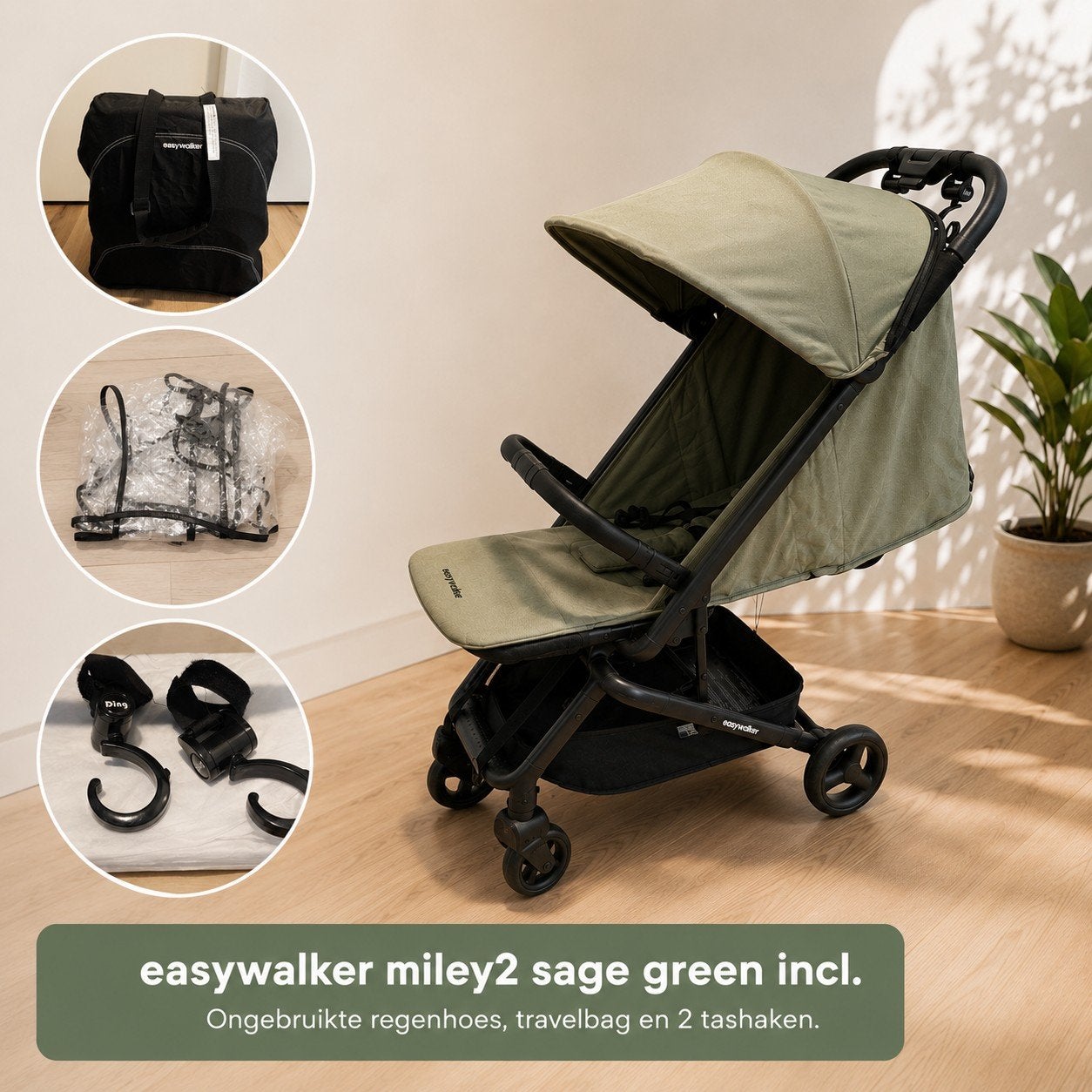 Easywalker Miley2 Sage Green Buggy met accessoires, Ophalen of Verzenden, Overige merken