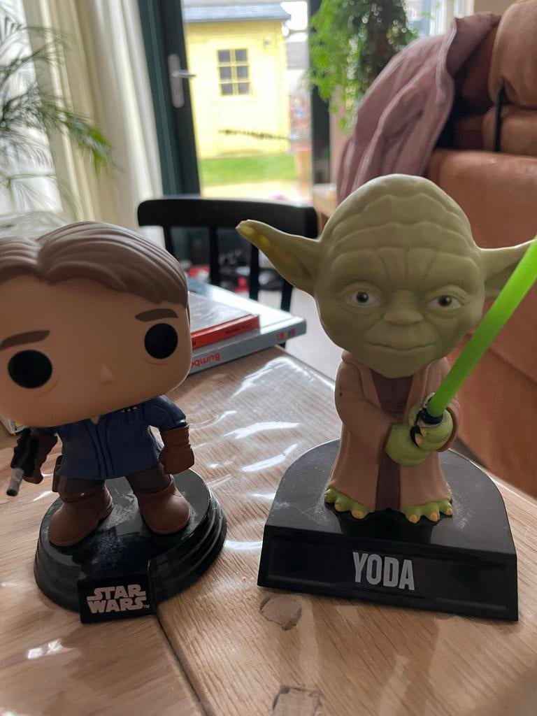 Star Wars Funko Pop Han Solo & Yoda beeldjes, Ophalen of Verzenden, Gebruikt, Actiefiguurtje