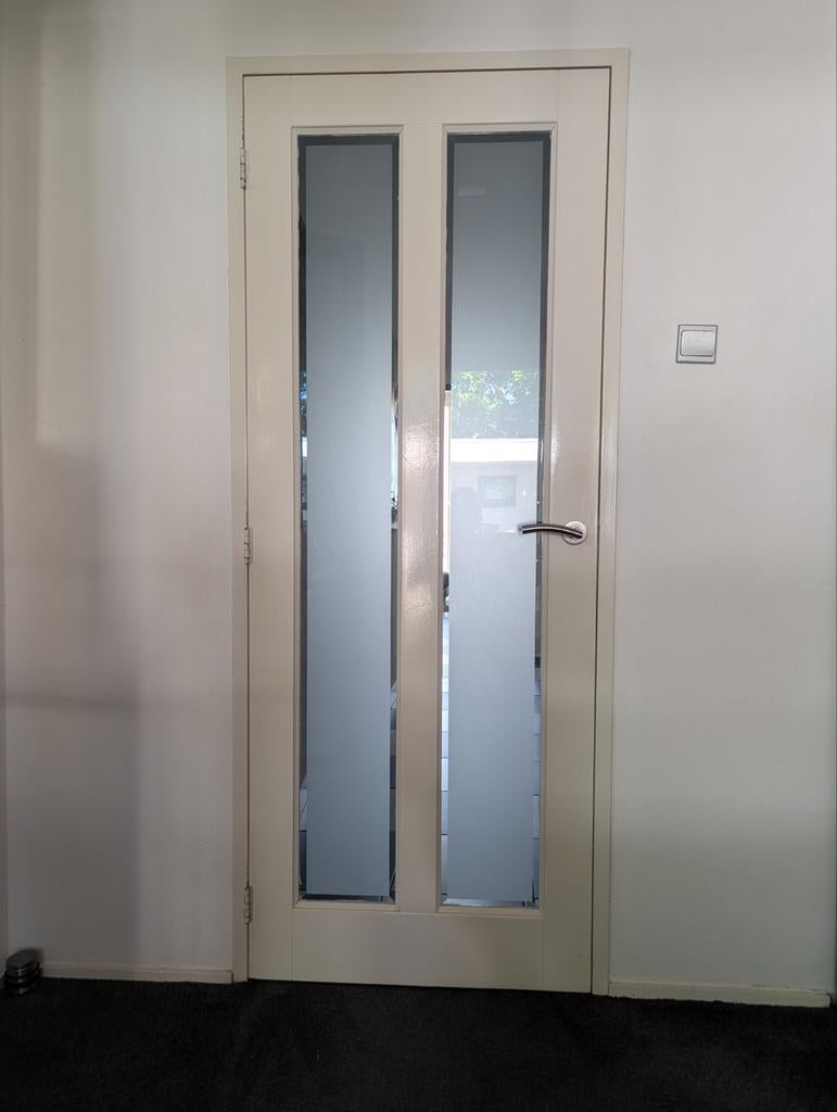 Moderne binnendeur met matglas panelen, Doe-het-zelf en Verbouw, Deuren en Horren, Binnendeur, 200 tot 215 cm, Ophalen
