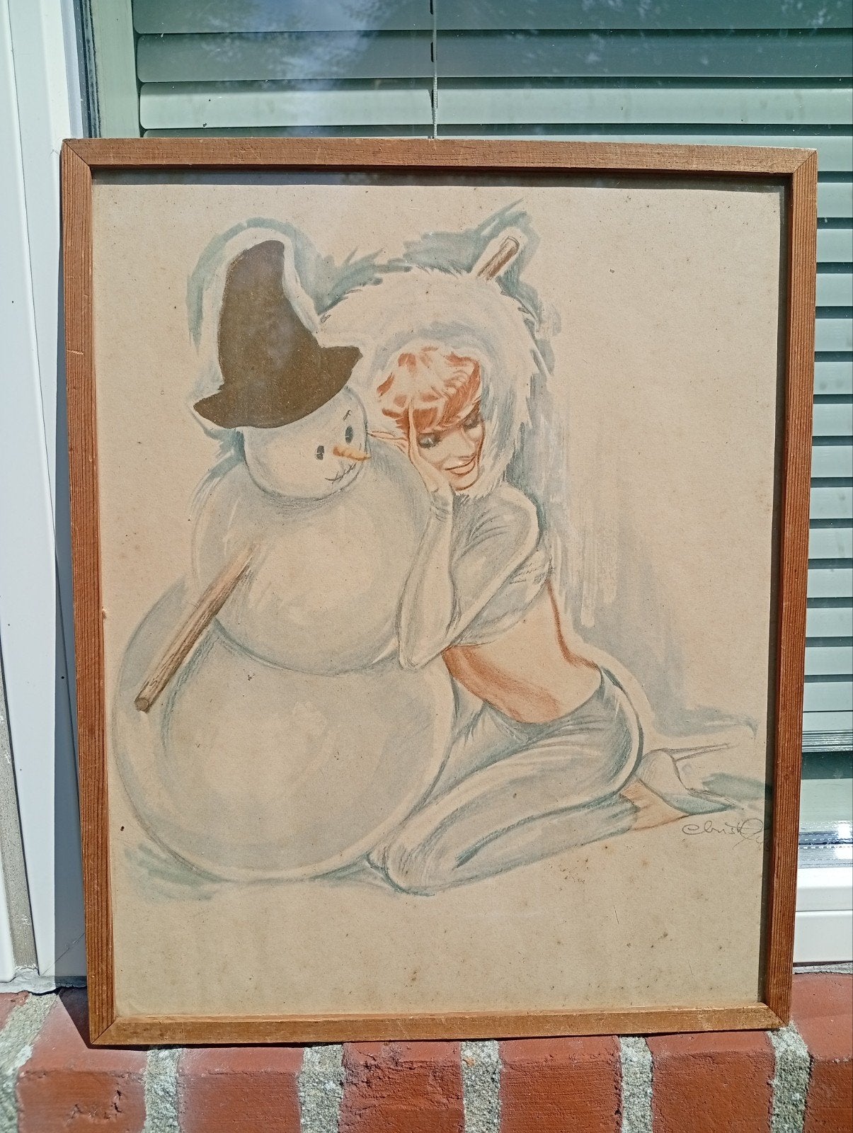 Christel Marott pin-up tekening midcentury., Antiek en Kunst, Ophalen of Verzenden