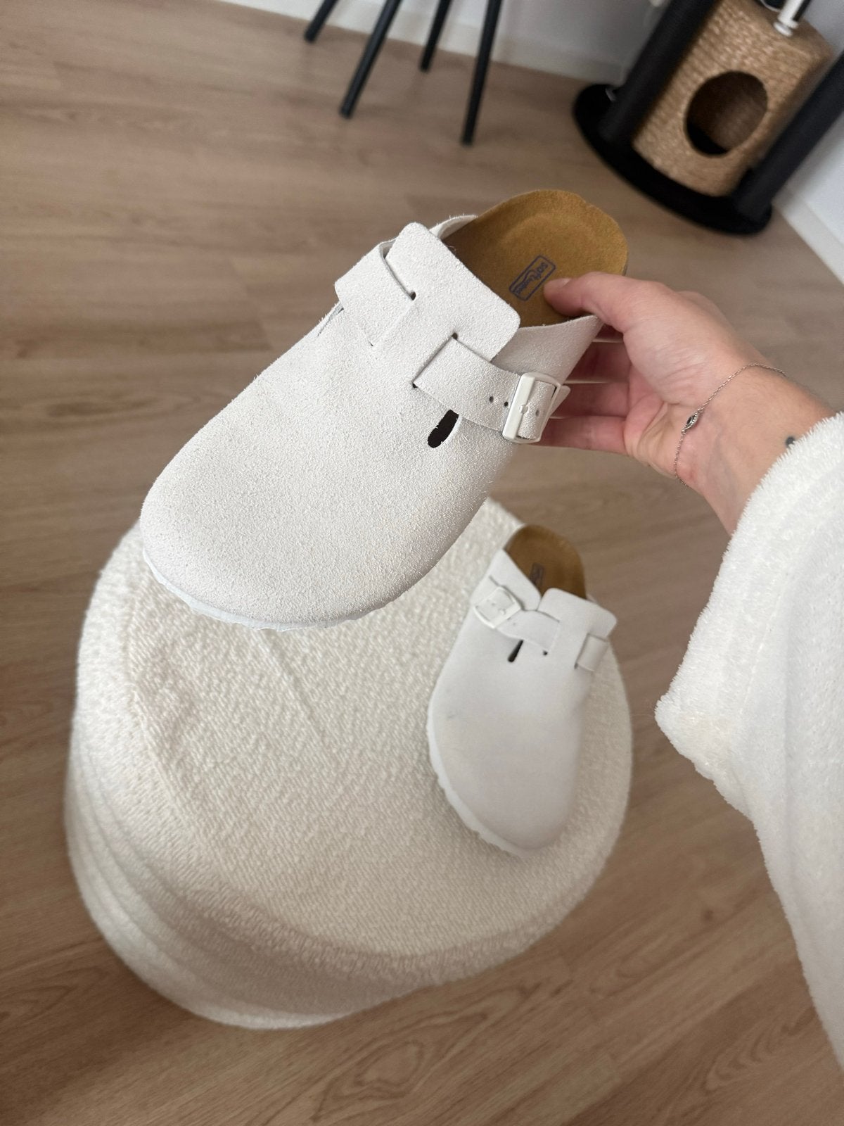 Birkenstock Boston Zacht Voetbed Narrow fit Stone Coin 38, Nieuw, Ophalen of Verzenden, Wit, Instappers