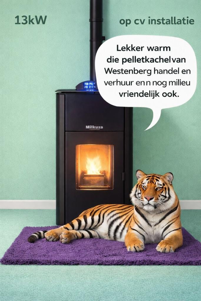 Milkuz 13 kw cv pelletkachel A+, Ophalen of Verzenden, Nieuw, Overige brandstoffen, Pelletkachel