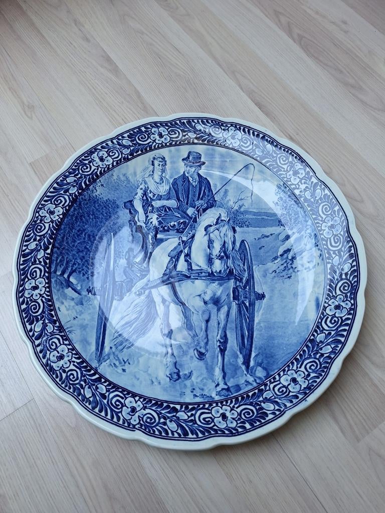 Groot Delftsblauw wandbord, 40 cm, Royal Sphinx Maastricht, Antiek en Kunst, Antiek | Wandborden en Tegels, Ophalen of Verzenden