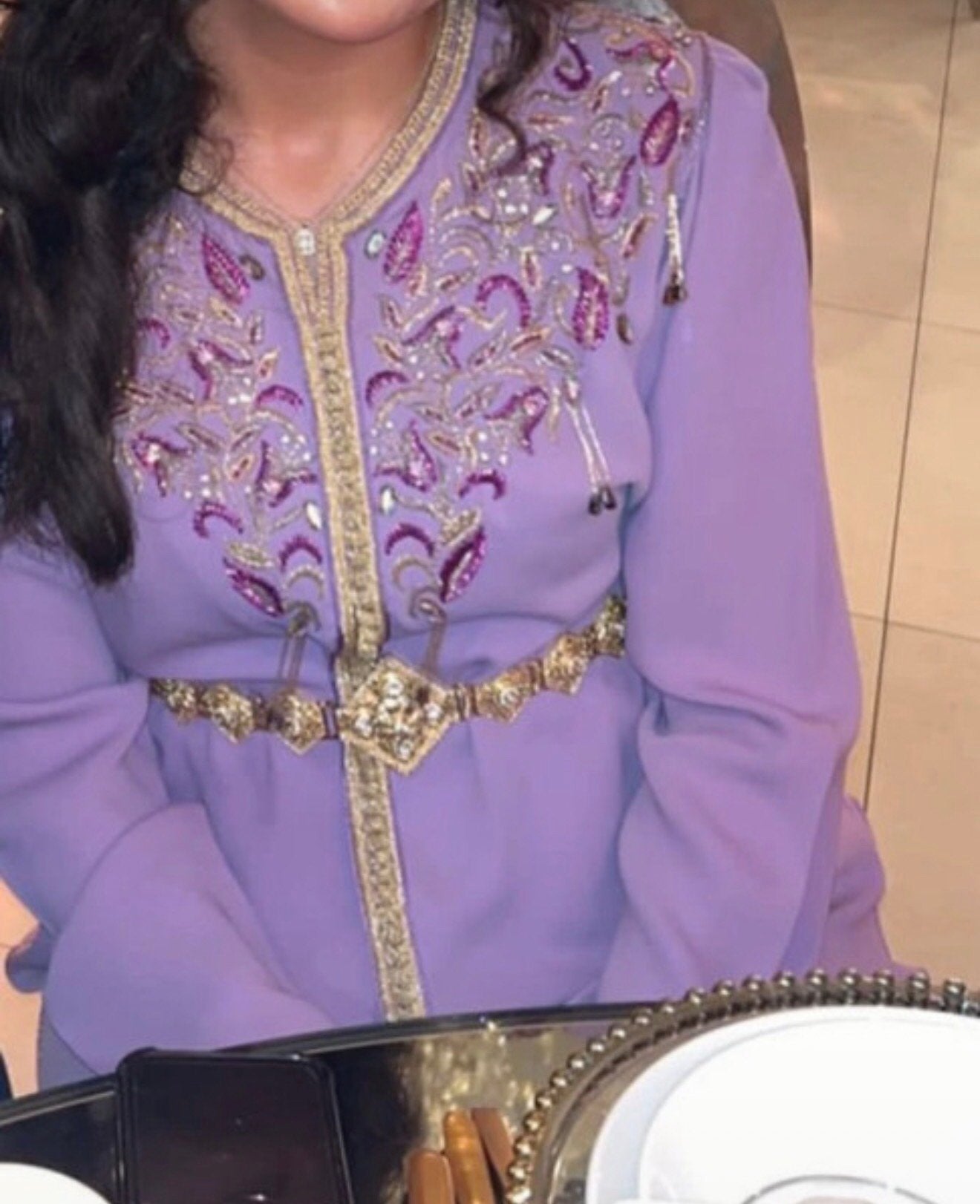 Prachtige Marokkaanse kaftan, Maat 38/40 (M), Overige typen, Paars, Ophalen of Verzenden