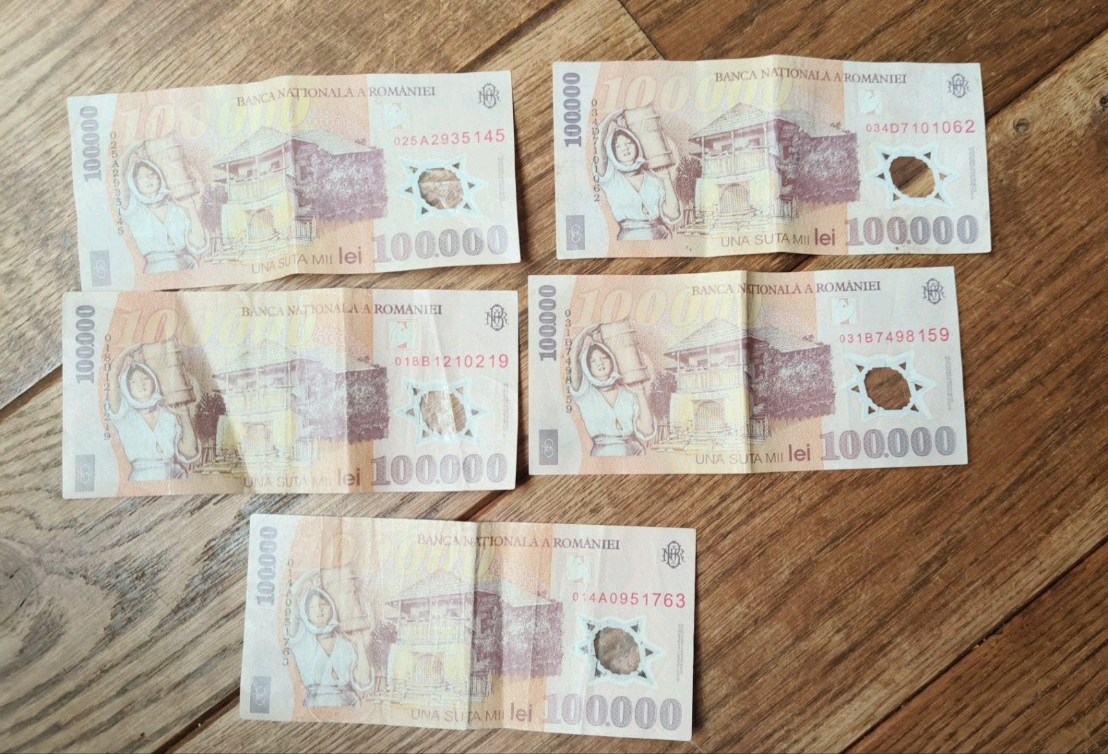 Roemeense Lei biljetten - 500.000 en 100.000 (Setje), Ophalen of Verzenden, Overige landen