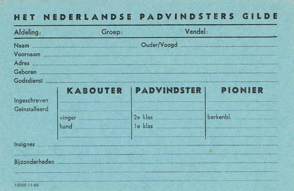 scouting Groepsledenadministratiekaart Ned.PadvindstersGilde, Ophalen of Verzenden, Nieuw, Overige typen