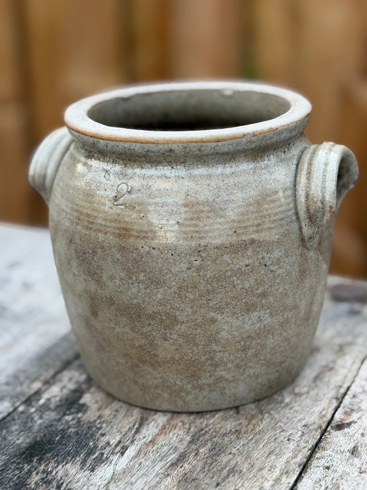 Brocante grijze grespot, Ophalen of Verzenden