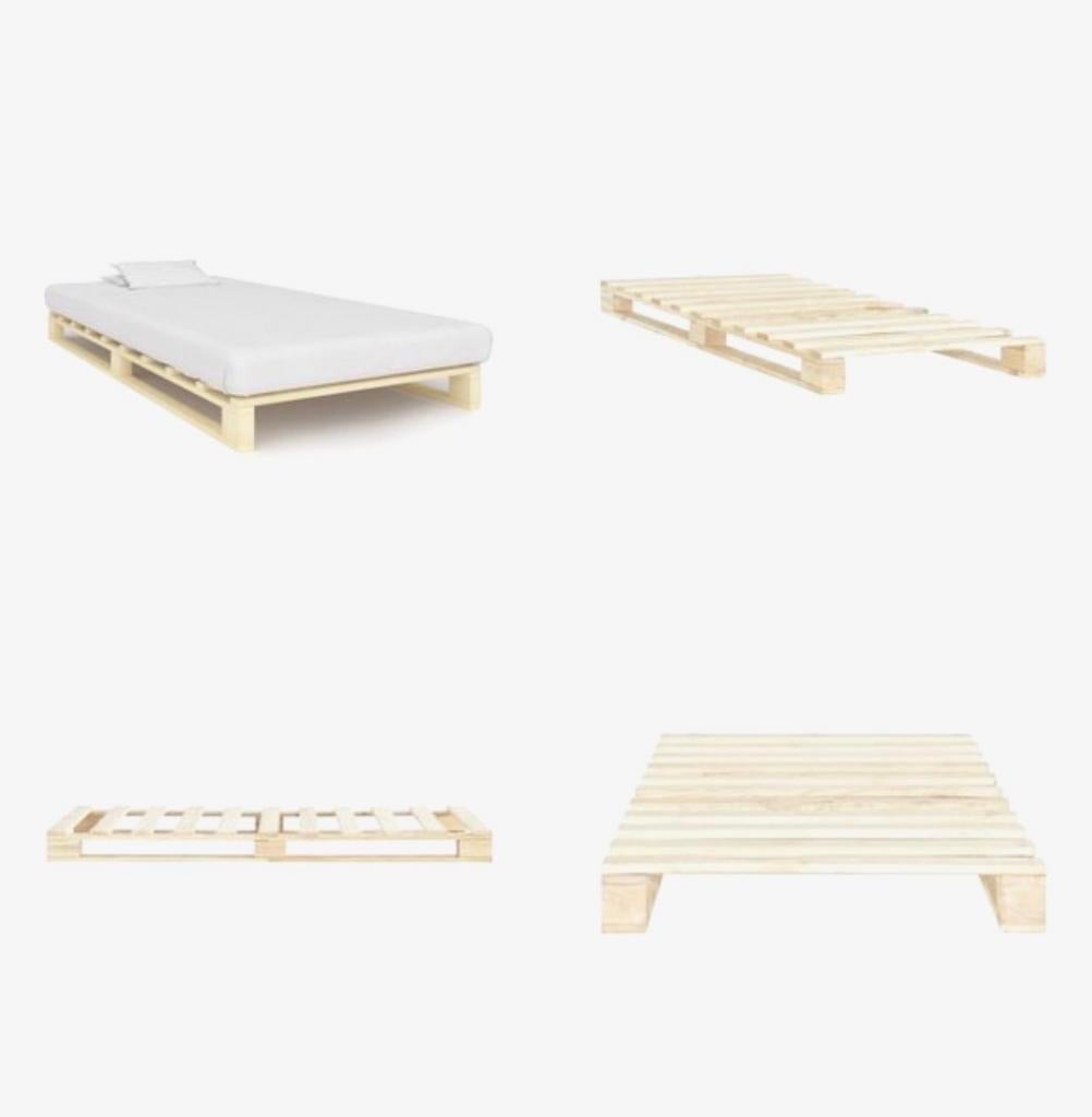 Pallet bed 90x200 cm - Eenpersoonsbed van hout, Ophalen, 90 cm, Zo goed als nieuw, 200 cm