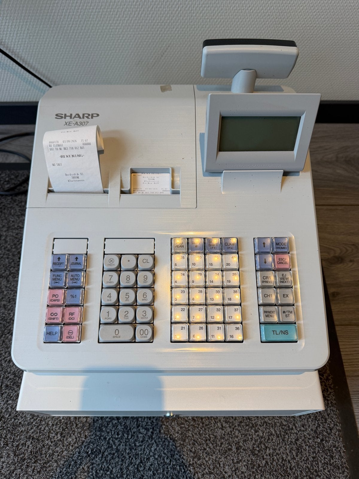 Sharp XE-A307 Kassa - Zo goed als nieuw, Zakelijke goederen, Kantoor en Winkelinrichting | Kassa's en Betaalsystemen, Ophalen