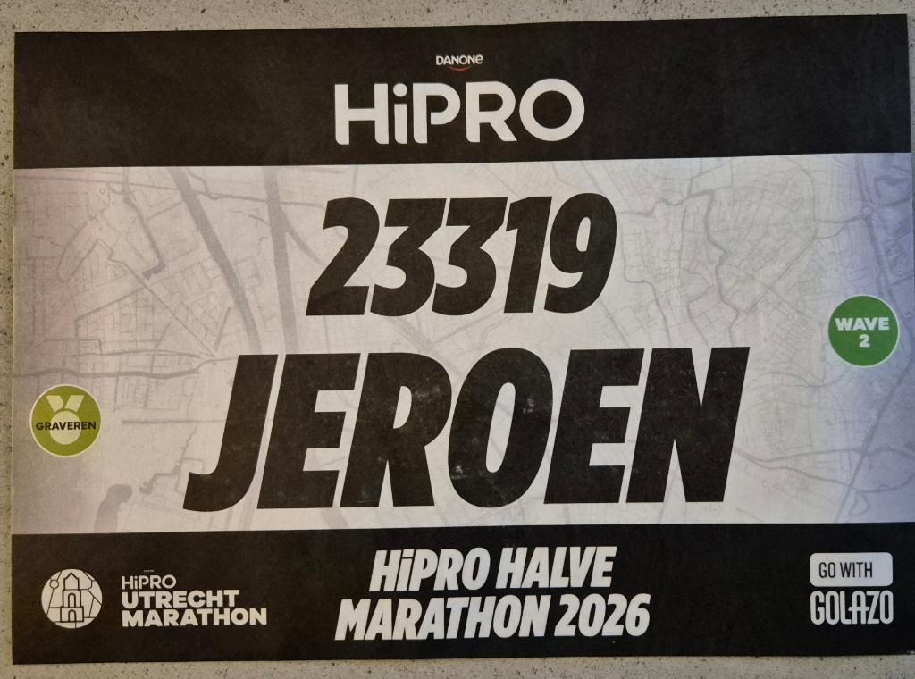Startbewijs HiPro Utrecht halve marathon, Eén persoon, Mei