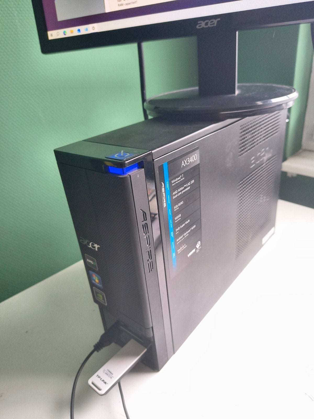 Acer Aspire AX3400 Desktop PC - AMD Phenom II X4 965, Computers en Software, Gebruikt, HDD, AMD PHENOM II X4 965, 8 GB