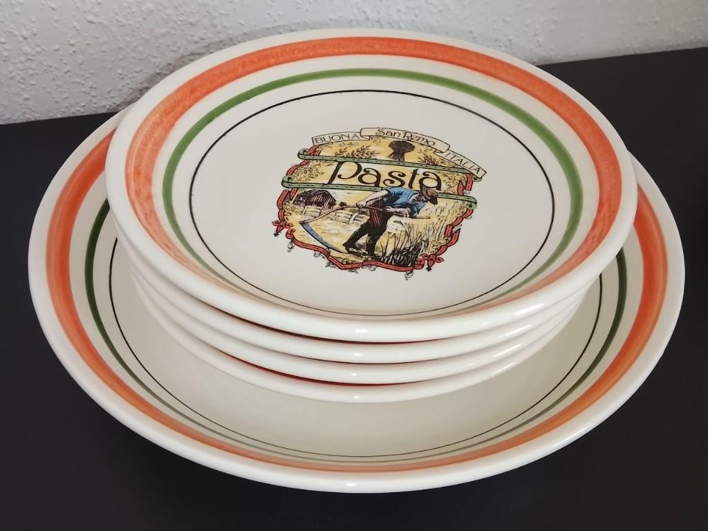 Pastabordenset, gemaakt in Italië door Ironstone Tableware, Verzenden