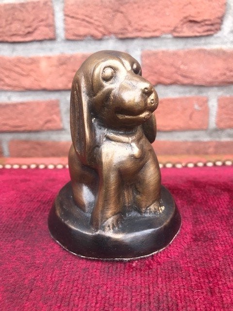 oud bronzen beeldje, presse-papier, schattig hondje, Ophalen of Verzenden, Brons