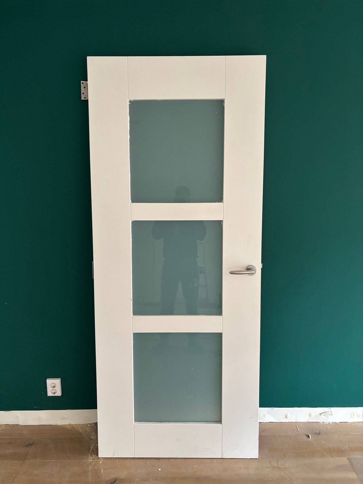 Stompe houten binnendeur met matglas 88x210.5cm, Ophalen, Gebruikt, 80 tot 100 cm, Binnendeur