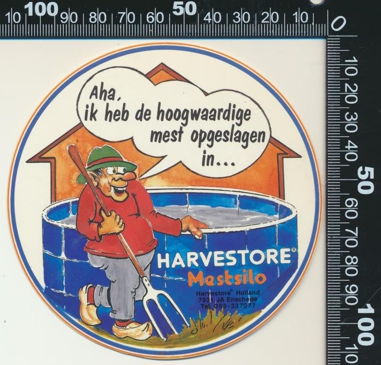 Sticker: Harvestore Mestsilo - Enschede (2), Verzamelen, Stickers, Zo goed als nieuw, Bedrijf of Vereniging, Ophalen of Verzenden