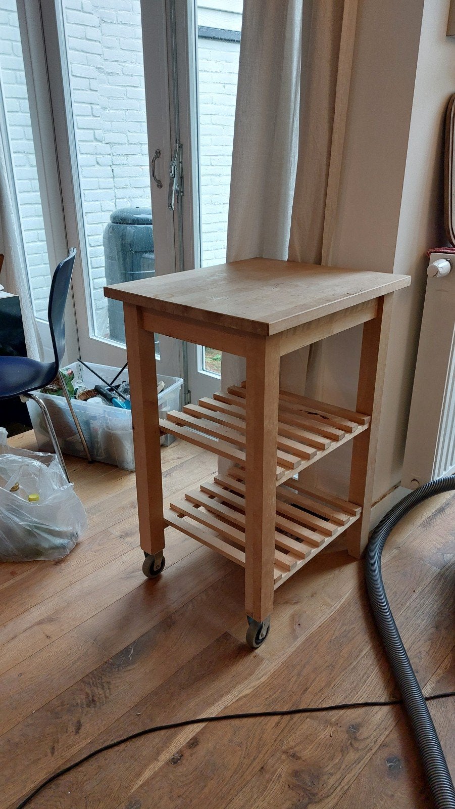 Handige IKEA BEKVÄM keukentrolley van massief berkenhout, Ophalen, Gebruikt, 50 tot 100 cm, Overige houtsoorten