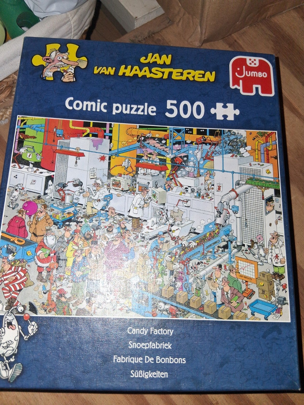 Leuke Jan van haasteren puzzel snoepfabriek, Ophalen of Verzenden, 500 t/m 1500 stukjes, Zo goed als nieuw, Legpuzzel