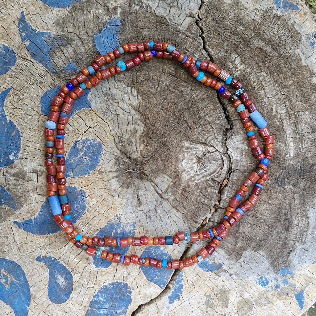 bruin-blauwe ketting, Sieraden, Tassen en Uiterlijk, Kettingen, Ophalen of Verzenden, Zo goed als nieuw, Bruin, Overige materialen