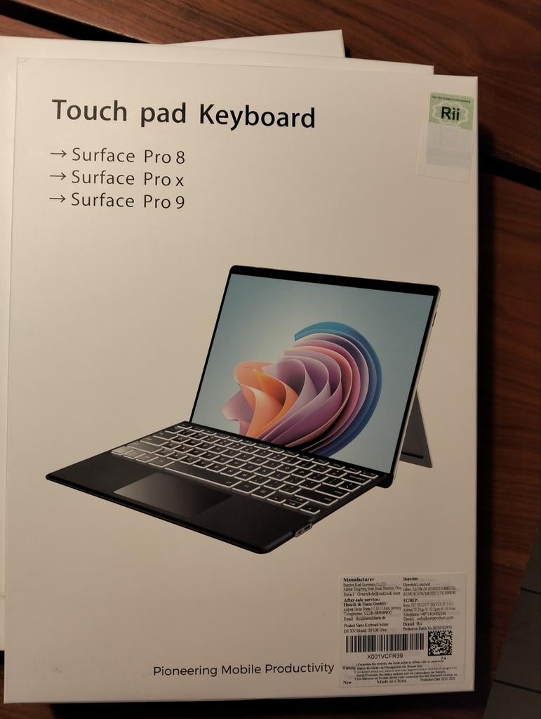 Rii Touchpad Toetsenbord voor Surface Pro 8/X/9 - Nieuw, Ophalen of Verzenden, Nieuw, Rii