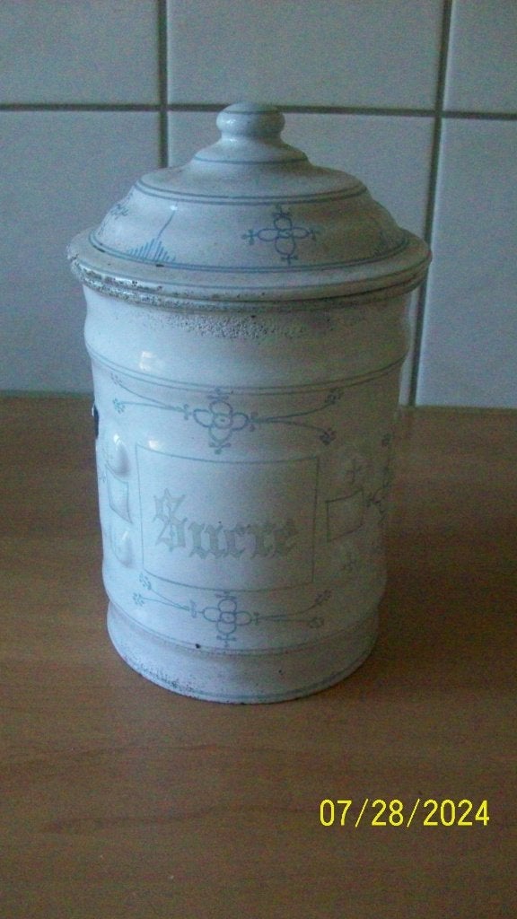 Antieke Frans emaille voorraadbus Sucre, Antiek en Kunst, Antiek | Emaille, Ophalen of Verzenden