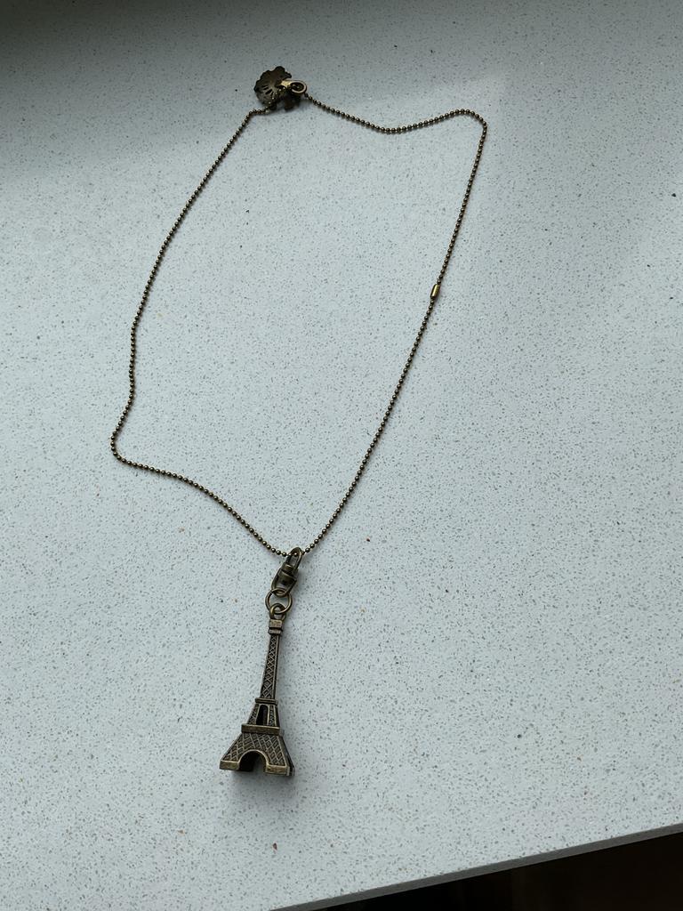 Vintage Scotch & Soda ketting met Eiffeltoren hanger, Gebruikt, Ophalen of Verzenden, Goud, Overige materialen