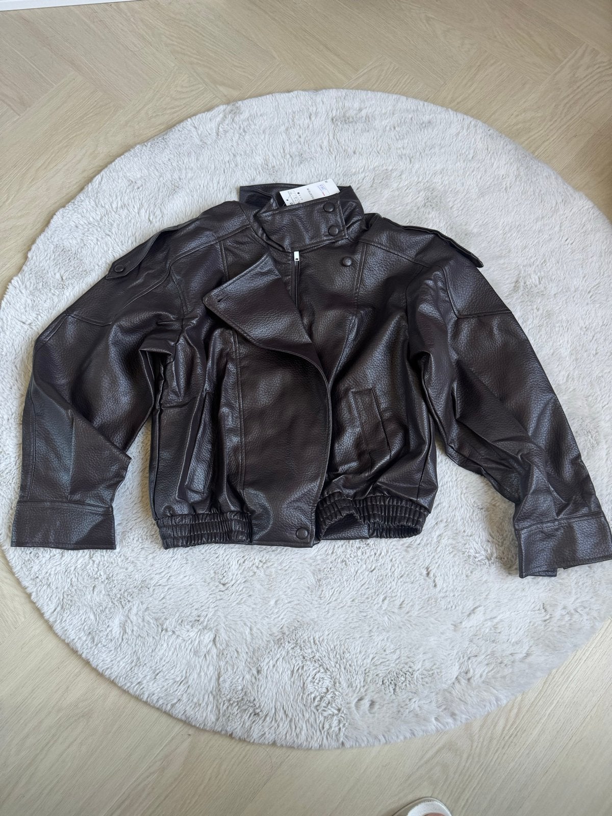 Donkerbruine leren bomberjack, maat L, Ophalen, Nieuw, Maat 38/40 (M), Bruin