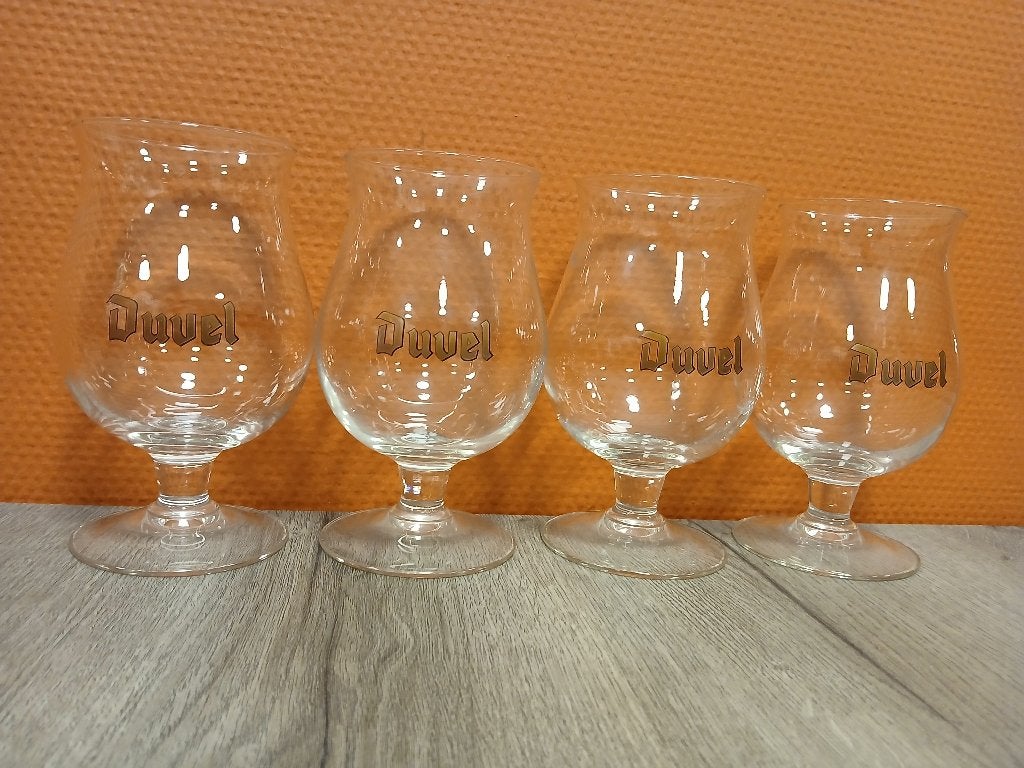Duvel Bierglazen met gouden letters, Ophalen of Verzenden, Zo goed als nieuw, Glas of Glazen, Duvel