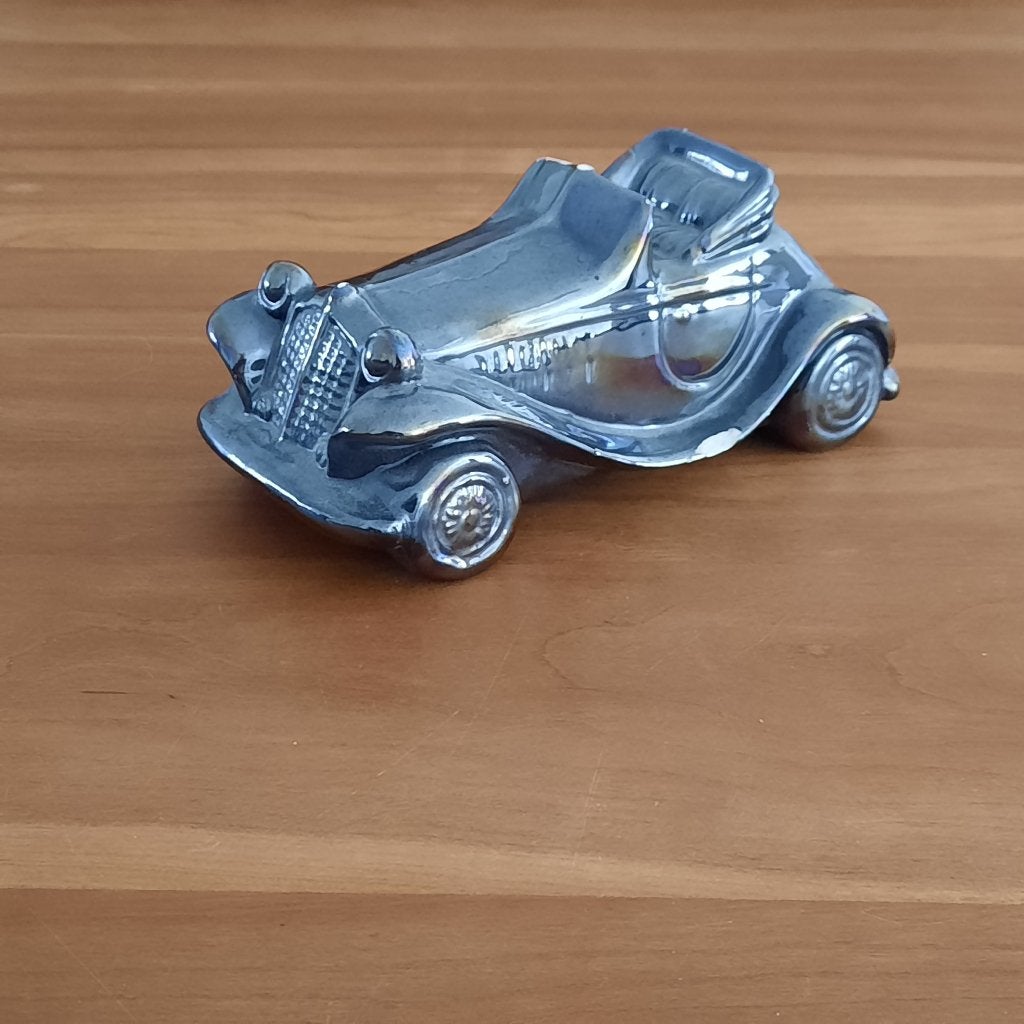 Metallic grijs gekleurde spaarpot in de vorm van een auto, Ophalen of Verzenden, Gebruikt, Steen, Aardewerk of Keramiek, Vervoermiddel