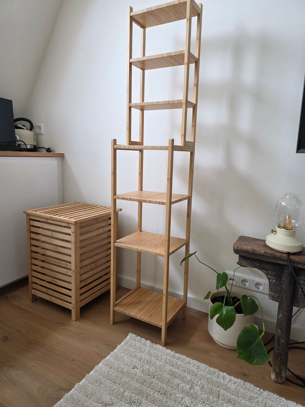 Bamboe kast en wasmand set of los, Huis en Inrichting, Ophalen, (Half)hoge kast, Minder dan 50 cm, 100 tot 150 cm