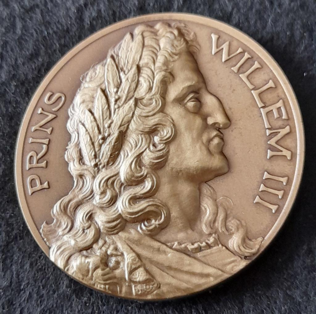 Bronzen penning Prins Willem III 1650-1702, Ophalen of Verzenden, Brons, Nederland