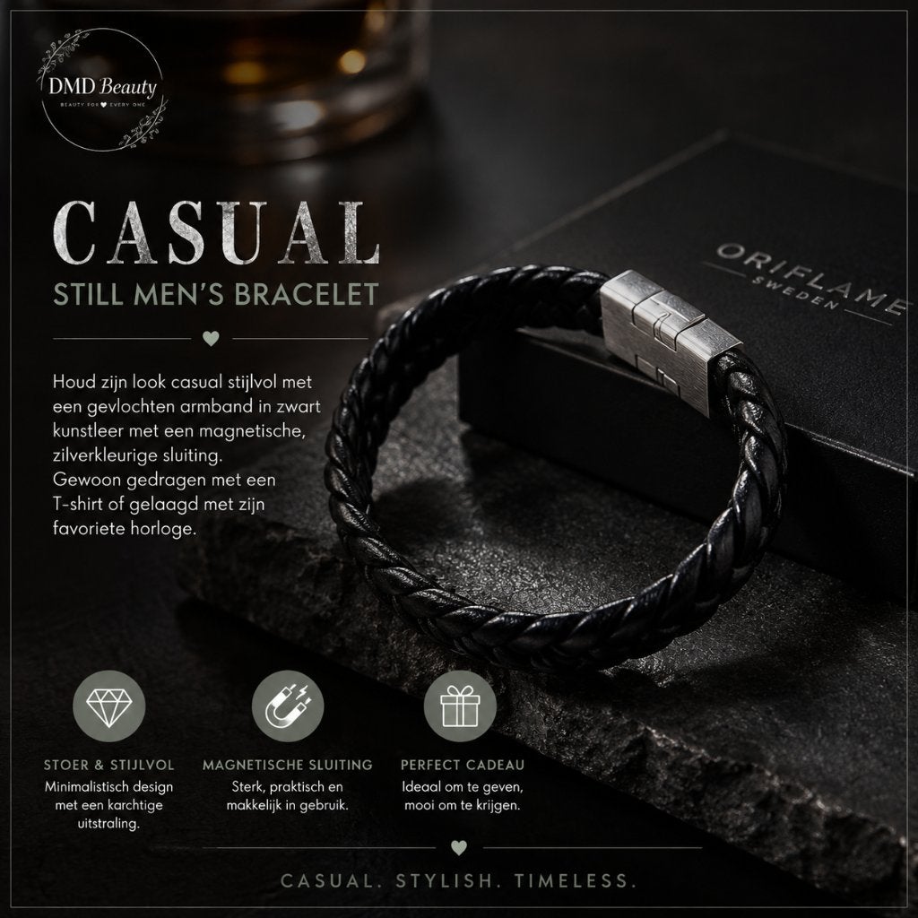 Still Men's Bracelet, Ophalen of Verzenden, Nieuw, Zwart, Leer