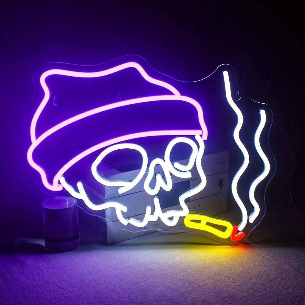 LED lamp neon stijl Rokende Schedel (42 x 31cm), Verzamelen, Ophalen of Verzenden, Nieuw, Lichtbak of (neon) lamp