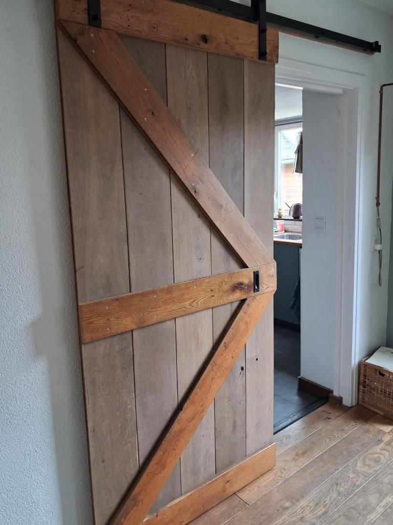 Barndeur loftdeur schuifdeur massief eiken 215x100cm, Doe-het-zelf en Verbouw, Ophalen, Schuifdeur, Binnendeur, 200 tot 215 cm