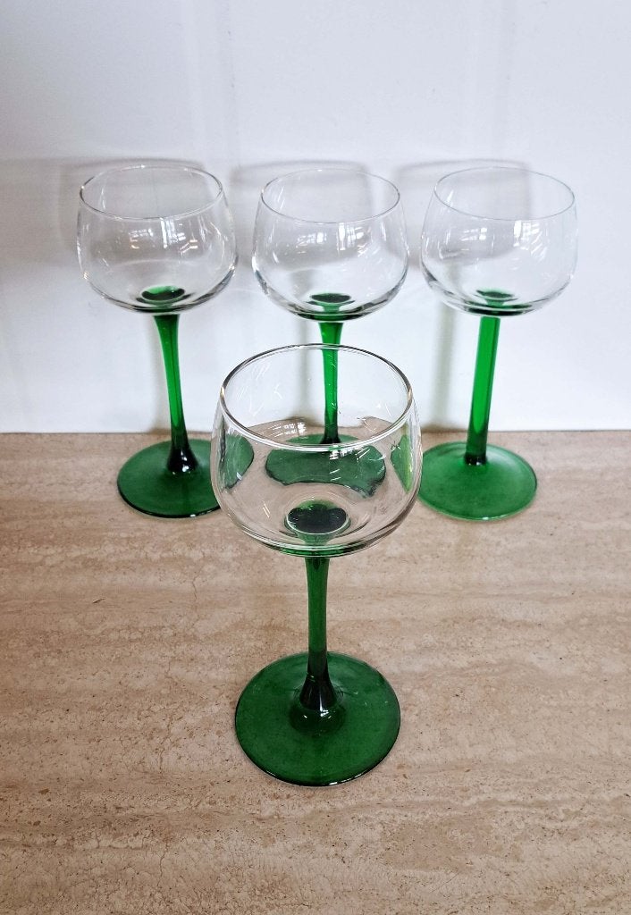 Luminarc Emerald Elzas witte wijn glas op groene voet, Ophalen of Verzenden, Zo goed als nieuw, Overige typen