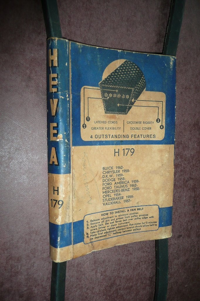 1960 Hevea FAN BELT H179 Chrysler, Dodge en Studebaker., Auto-onderdelen, Ophalen of Verzenden, Nieuw, Chrysler