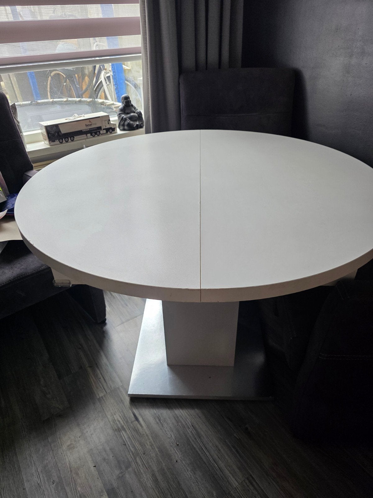 Witte ronde eethoek, Huis en Inrichting, Tafels | Eettafels, Ophalen, Gebruikt, Rond, 100 tot 150 cm