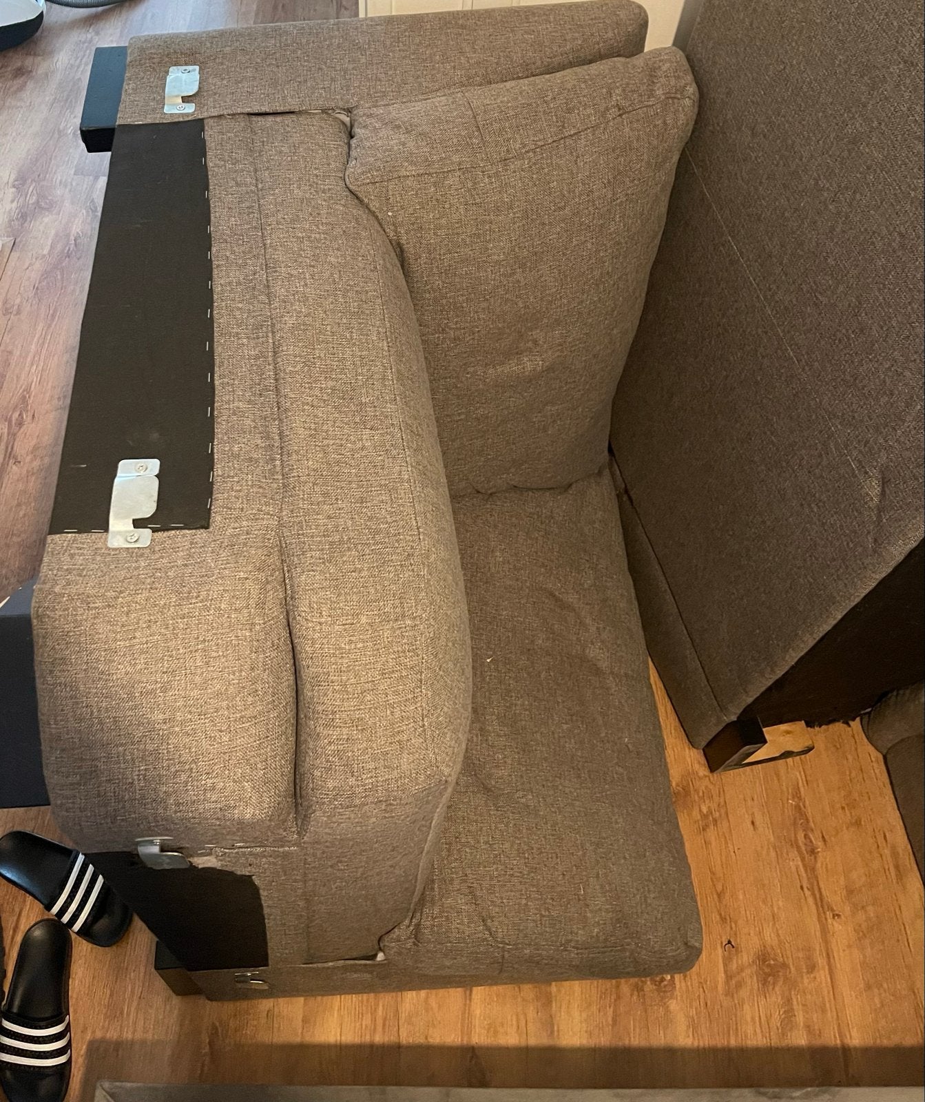 Grijze stoffen hoekbank - Comfortabel en veelzijdig Gratis., Huis en Inrichting, Ophalen, Gebruikt, Driepersoons, 75 tot 100 cm