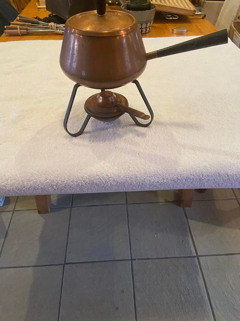 Fondueset koper op spiritus, Ophalen of Verzenden, Zo goed als nieuw