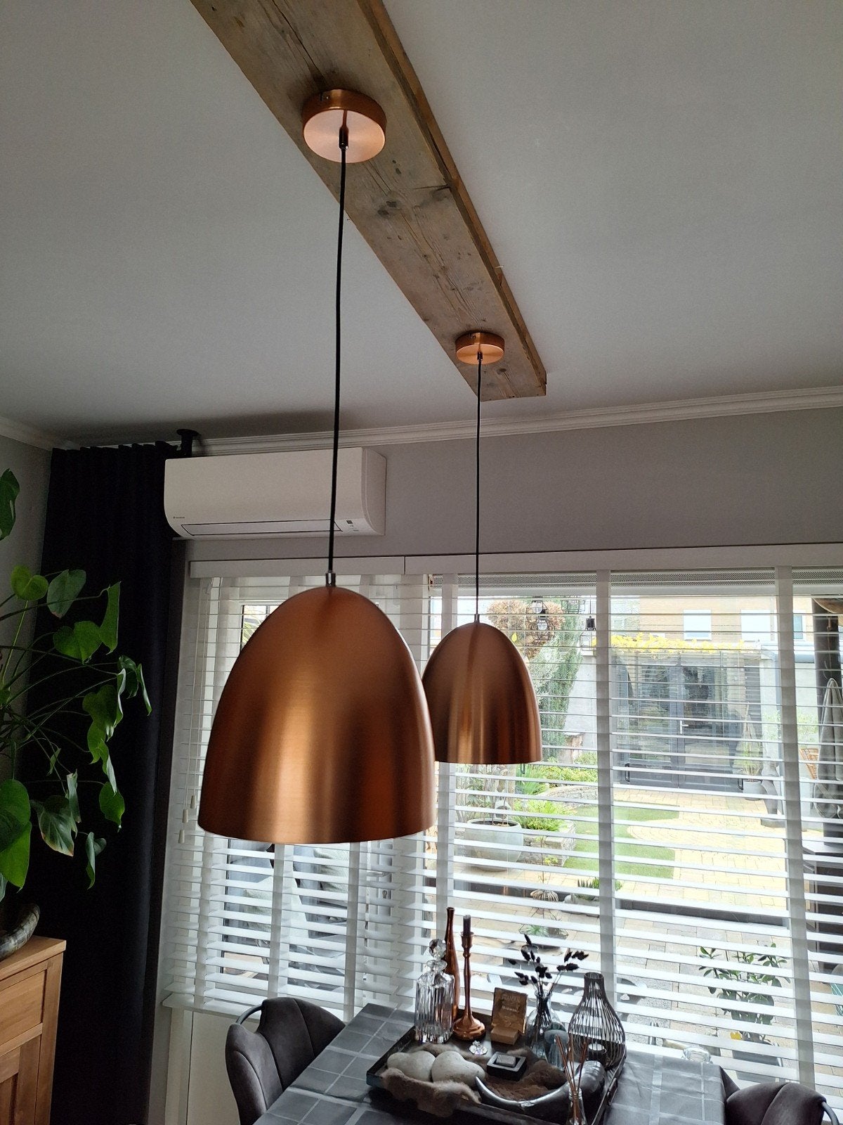Koperen hanglampen set voor eettafel, Ophalen, Modern, Industrieel, E27 (groot), Zo goed als nieuw