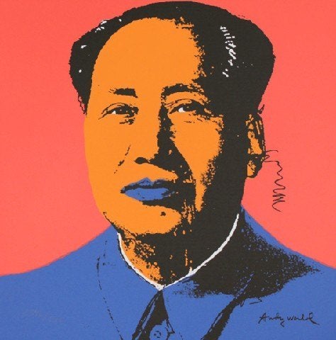 Andy Warhol(1928) Kleur Lithografie"MaoTseTung Nr 7 "Gen Ges, Antiek en Kunst, Kunst | Litho's en Zeefdrukken, Gesigneerd in de plaat