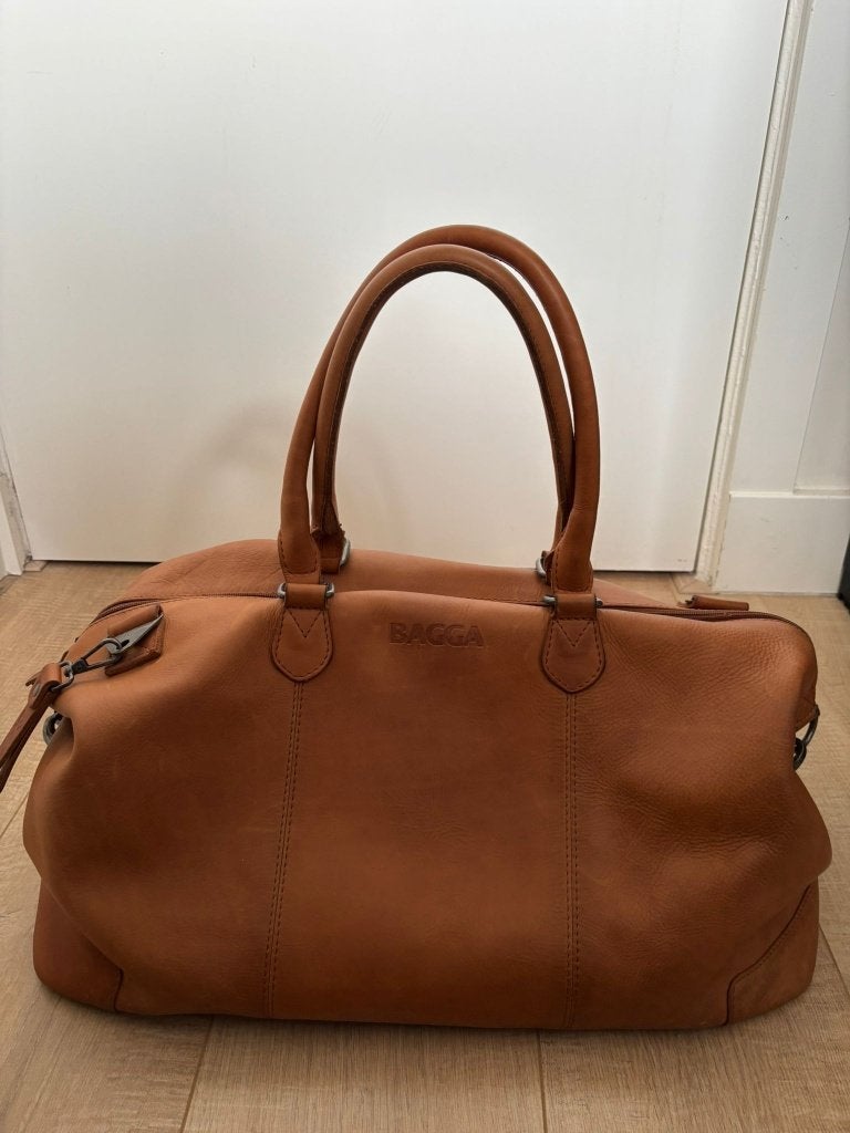 Bagga 'De Duffel' Leren Reistas - Cognac, 32 Liter, Ophalen of Verzenden, Zo goed als nieuw, Bagga